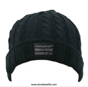 Image of Stone Heart Cable Knit Turn Up Beanie 