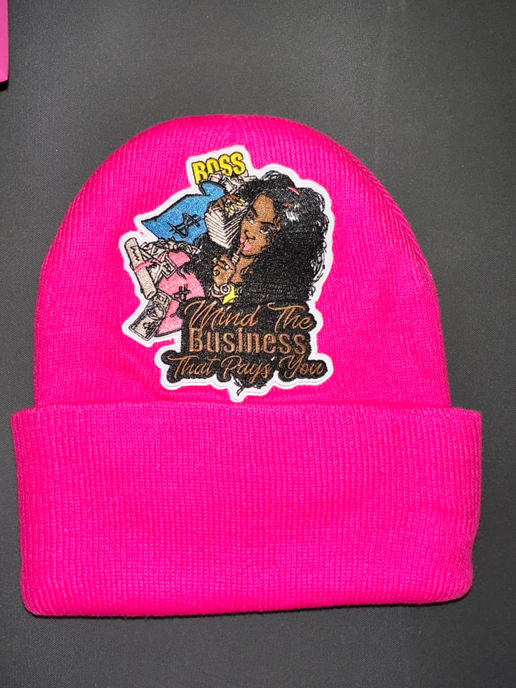 Image of Mind the business that pays you beanie hat