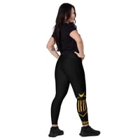 Image 4 of BOSSFITTED Black and Yellow Elite Squad Leggings with pockets