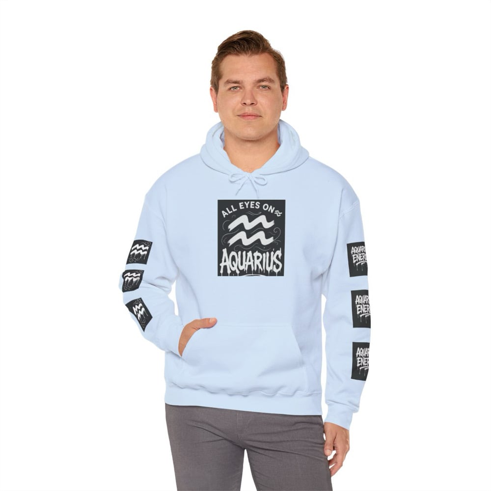 Image of Unisex Aquarius Zodiac Hoodie — All Eyes On Aquarius Graphic Sweatshirt