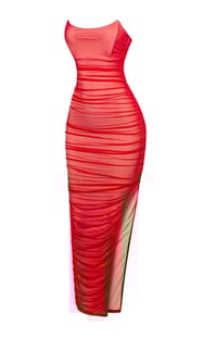 Image 4 of SLEEVELESS CORSET RUCHED MESH MAXI DRESS