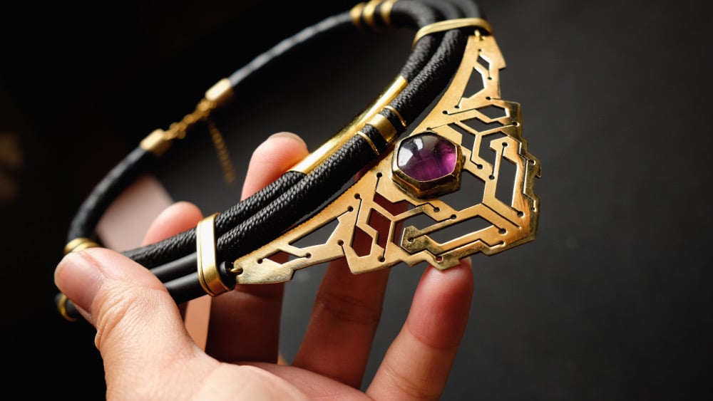 Image of cyborg amethyst necklace