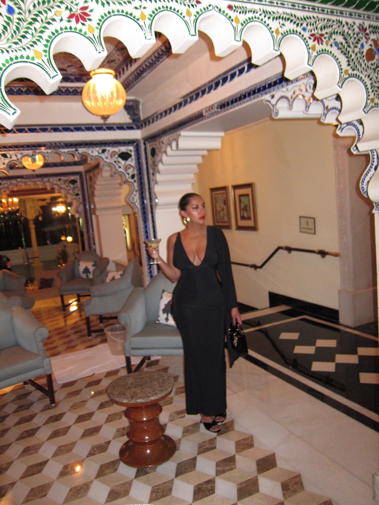 Image of BLACK ONE-SLEEVE DRAPED MAXI DRESS (XS)