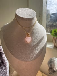 Image 3 of Gold Rose Quartz  Heart Crystal Necklace