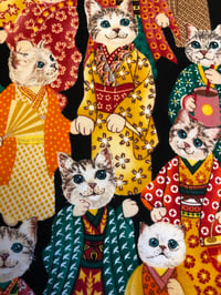 Image 2 of “Kitties in Kimonos” vintage fabric SCRUNCHIE