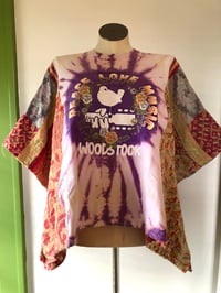 Upcycled “Woodstock” vintage quilt poncho