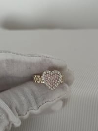 Image 1 of 14k EP Gold Plated Heart Ring For Women with pink Cz Stones"