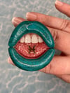 PHONE GRIP - Blue And Teal Distressed Lips With Pisces Zodiac