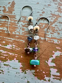 Image 1 of turquoise nugget and iolite dangle earrings