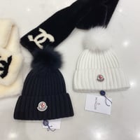 Image 1 of Monclėr Beanie with Rabbit Fur