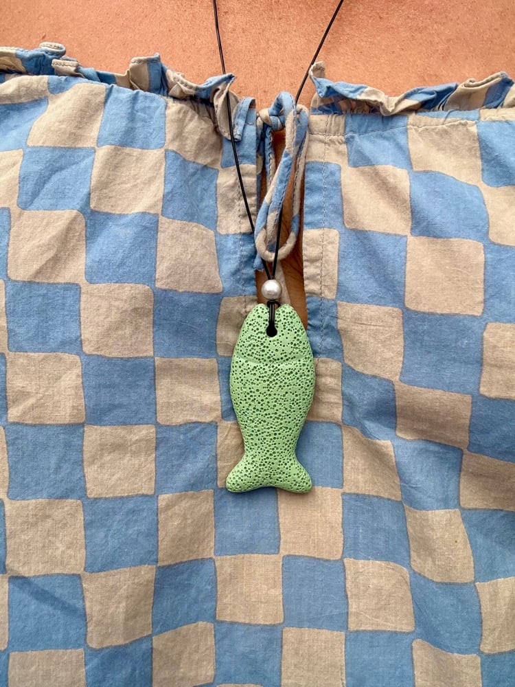 Image of Stone fish pendant necklace 