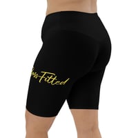 Image 5 of BOSSFITTED Solid Black and Yellow Biker Shorts