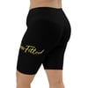 BOSSFITTED Solid Black and Yellow Biker Shorts