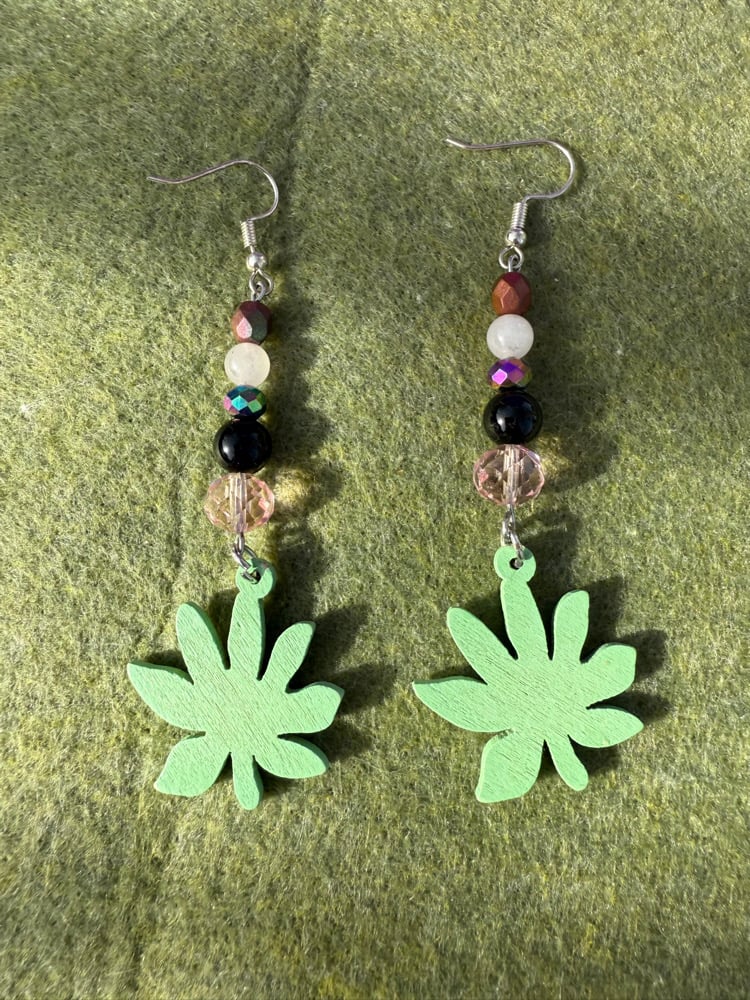 Image of Hippie weed leaf earrings โจ๐โจ