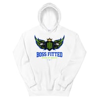 Image 1 of BOSSFITTED Neon Green and Blue Logo Unisex Hoodie