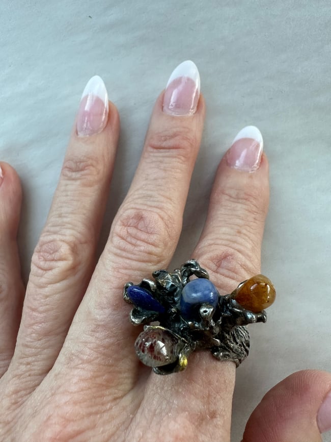 late 60s multi stone cosmic ring