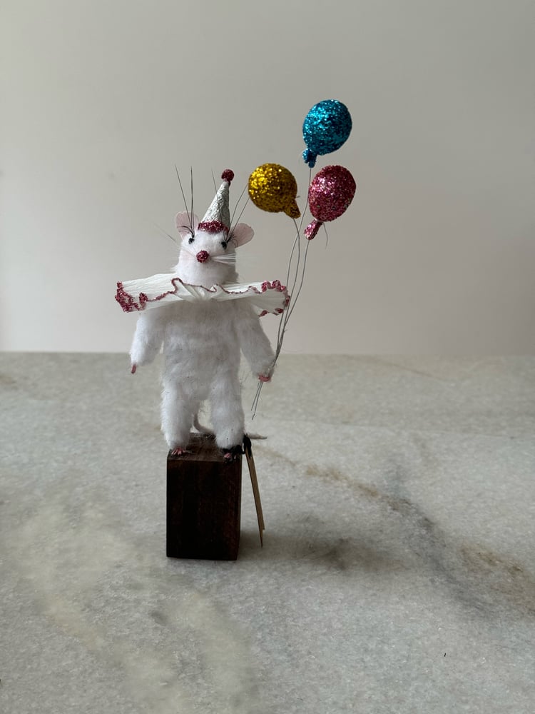 Image of Bella Bubbles the clown mouse faux taxidermy