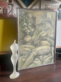 Image 2 of Large Ink and Crayon Figure Drawing on Paper