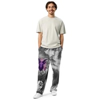 Image 2 of Unisex Black Watercolor Purple Baphomet Goat Wide-leg joggers