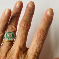 Image 4 of EARLY 20th c EMERALD & DIAMOND RING