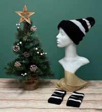 Image 1 of 4 in 1 Hat & Handwarmer Set, Size S (Teen - Small Adult) Black, White & Grey