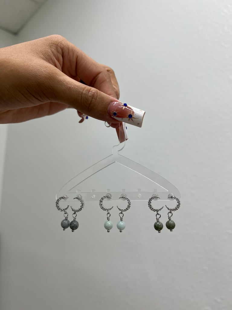 silver cz moon jaded earrings 