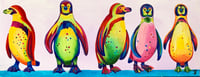 Image 1 of Rainbow Penguin Parade Print