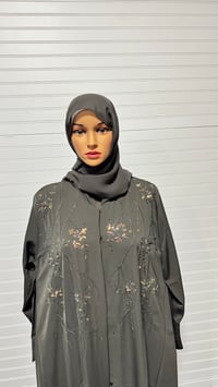 Image 4 of Cross button up abaya Sage Green 