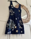 Celestial tassel Navy Velvet Dress 