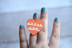 Image of Hand Painted Heart Ring - Doodle (one of a kind)