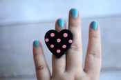 Image of Hand Painted Heart Ring - Pink Dots (one of a kind)