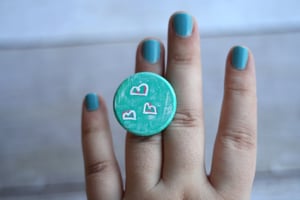 Image of Hand Painted Wood Ring - Clouds (one of a kind)