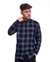 Broughton Long Sleeved Check shirt in Navy and Grey 