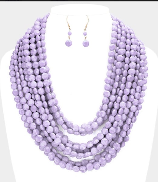 Image of Jocelyn multi Strand Faceted Round Beaded Necklace