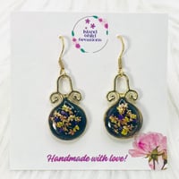 Image 3 of BLACK TEARDROP FLORAL DANGLES