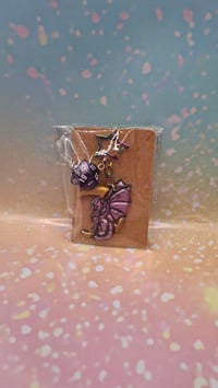 Purple moon dragon d20 keychain