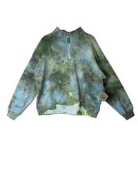 Image 2 of L Ladies Quarter-Zip Pullover in Luna Moth Watercolor Ice Dye