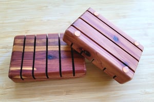 Image of Handcrafted Cedarwood Soap Dish with Rubber Bumpers