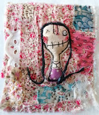 Image 2 of Textile collage Purple Polka Dot Portrait