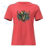 Image 4 of Women's Relaxed T-Shirt, Turquoise & Brown Skull Tee, Western