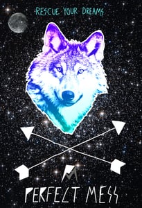 Image of Dreamy Awesome Wolf (messy print)