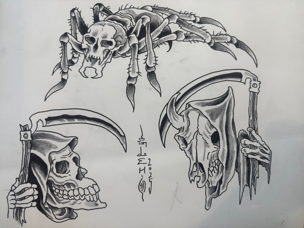 Image of Tim Lehi “Reaper Wolf Book Page #141” Painting