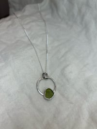 Image 2 of Green Sea Glass Sterling Silver Pendant on 16” chain