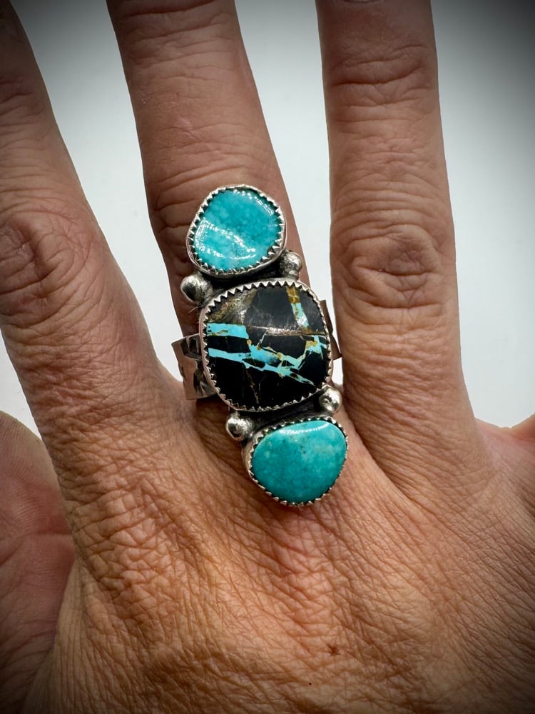 Image of Blackjack Ring - hand stamped thick cigar band - size 8