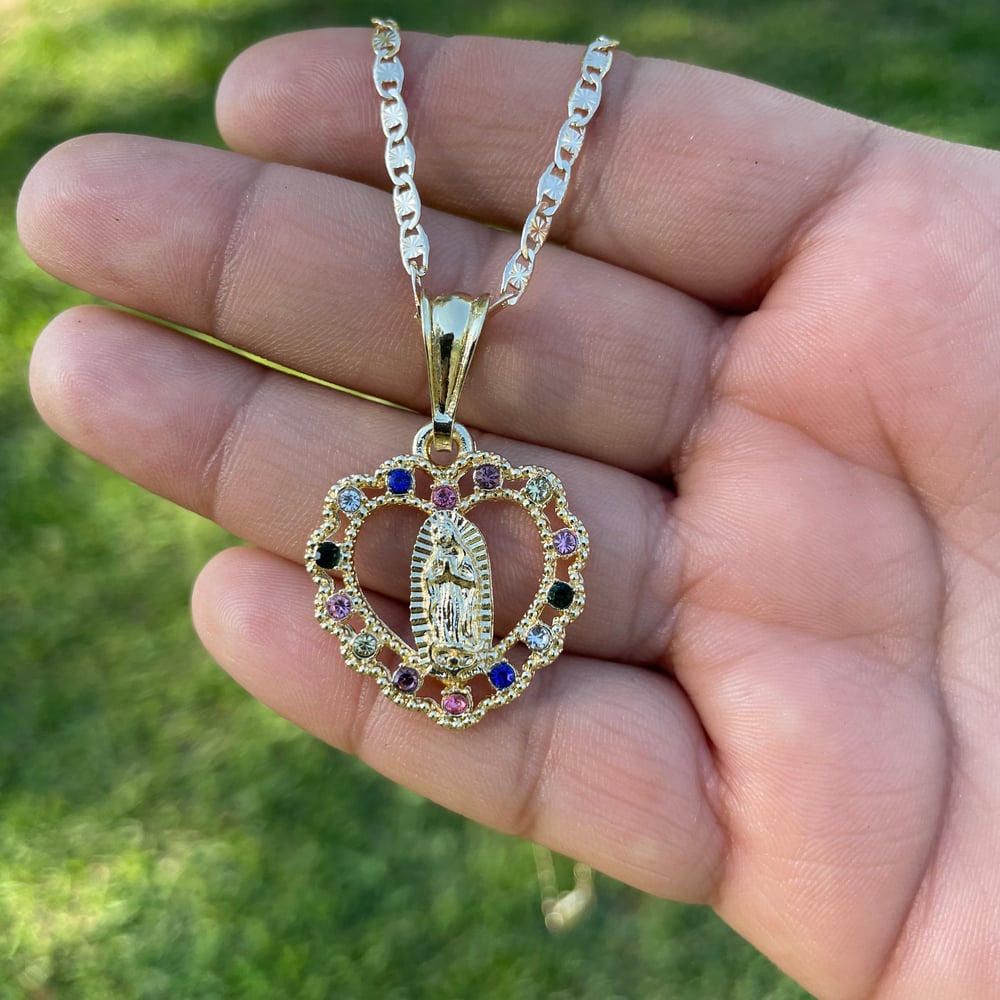 Virgecita gemstone heart necklace