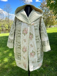 Image 4 of Large Sage & Pink Floral Blanket Coat