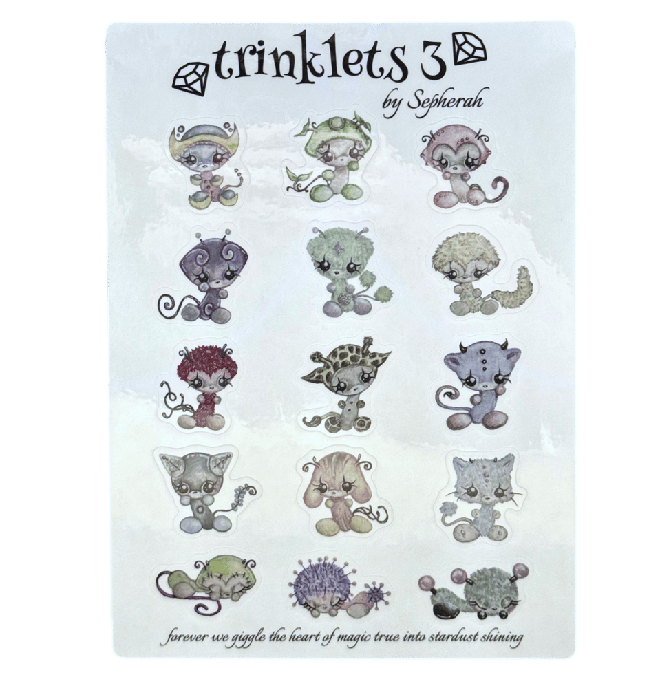 Image of trinklets 3 sticker sheet (15 pc) transparent 