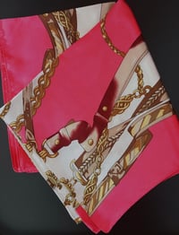 Image 5 of Pink & Brown Silk Head Scarf