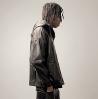 Image 3 of Hooded Leather Jacket 