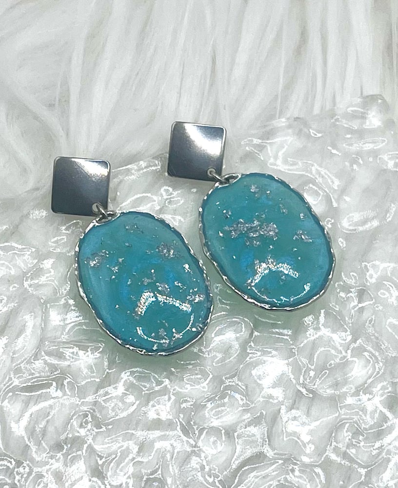 Image of TEAL & SILVER DANGLES 